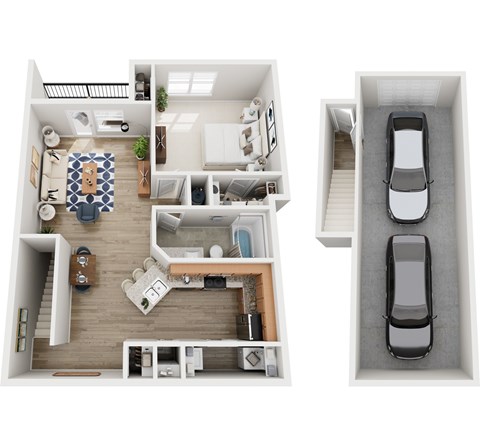 Floor plan for 1 bed, 1 bath, 953 sqft